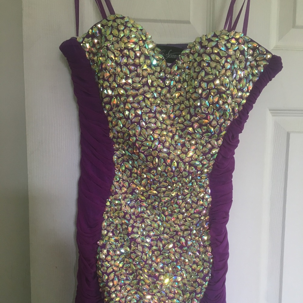 Short purple pleated party/ prom dress